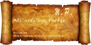 Mészáros Porfir névjegykártya